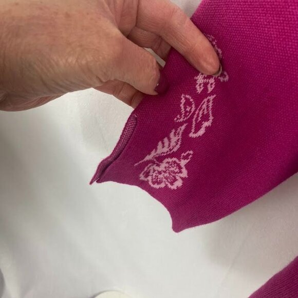 Susan Graver Pink Split Neck Jacquard Sweater Women's XL - Picture 7 of 12
